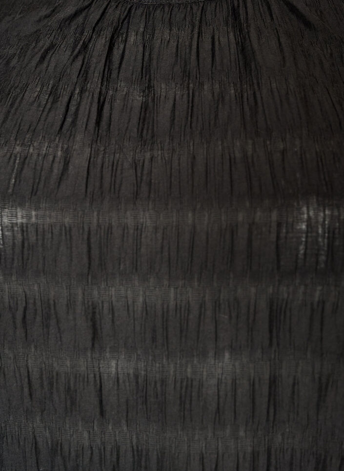 Blouse met textuur en ruches zonder mouwen, Zwart, Packshot image number 2