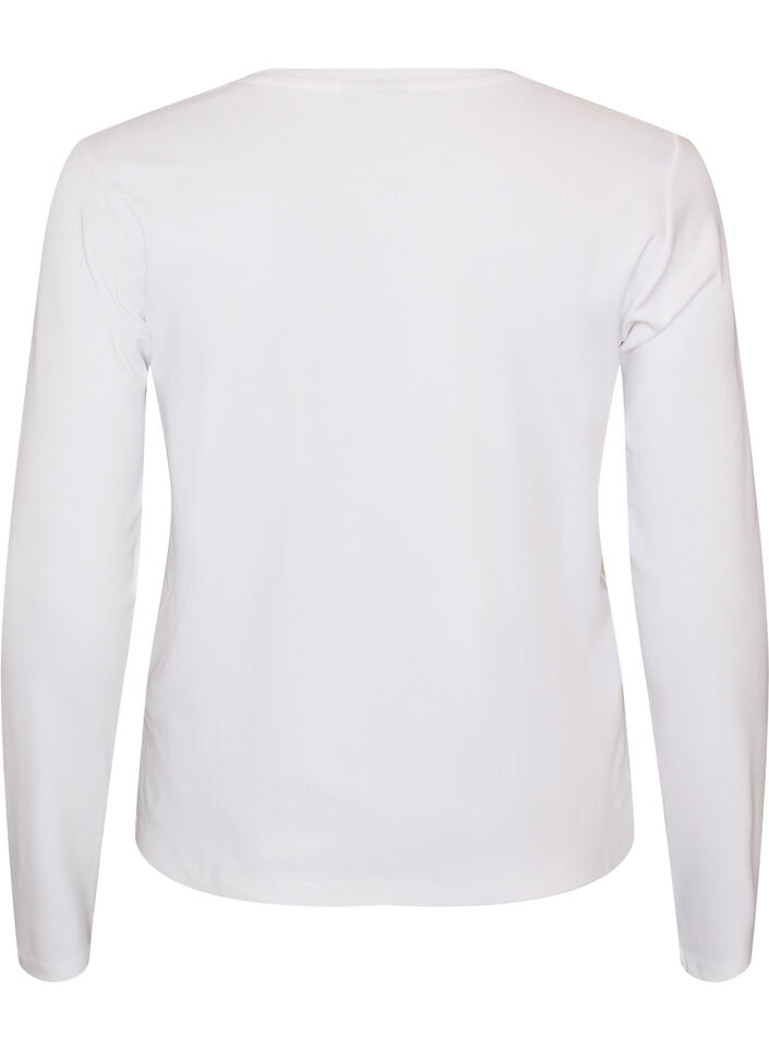 Basic T-shirt met ronde hals en lange mouwen, Wit, Packshot image number 1