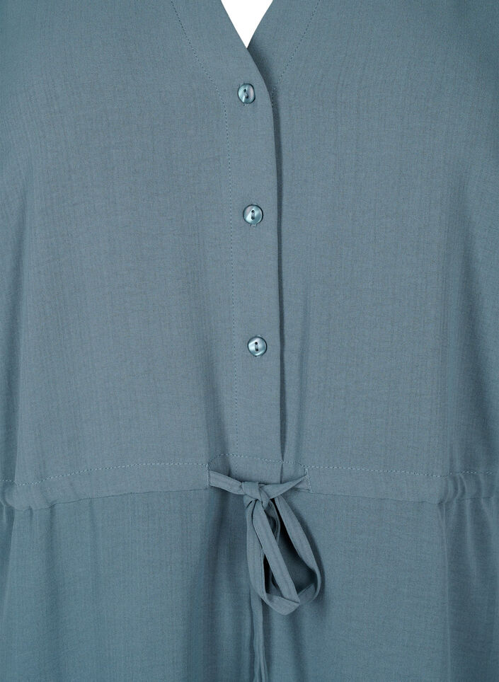 Jurk met korte mouwen en strik in de taille, Balsam Green, Packshot image number 2