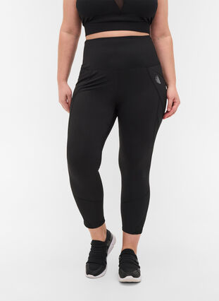 Sport legging met een zijzakje en 7/8 lengte, Black, Model image number 2
