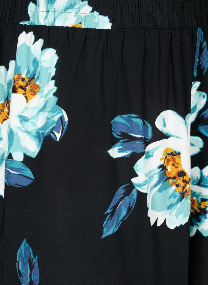 Losse shorts van viscose, Black Big Flower, Packshot image number 2
