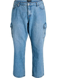 Losse pasvorm cargo jeans met hoge taille, Light Blue