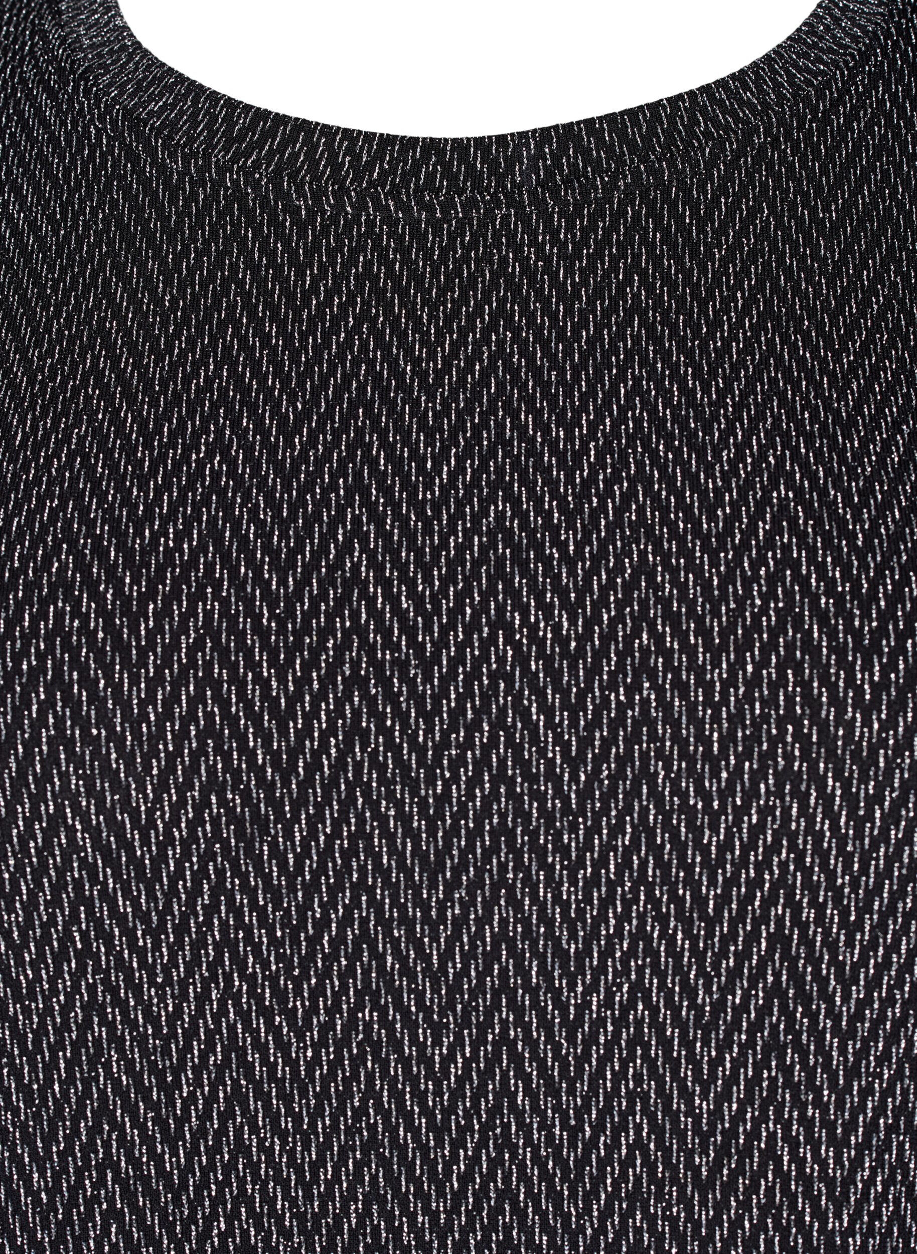 Zizzi Blouse met glinsterend patroon, Silver ZigZagShimmer, Packshot image number 2