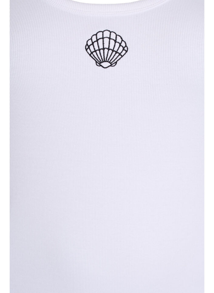 Nauwsluitende top met motief, Wit, Packshot image number 2