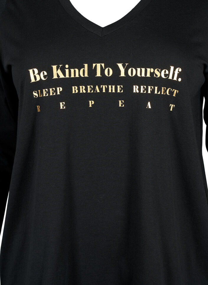 Katoenen nachthemd met tekstopdruk, Black W. Be, Packshot image number 2