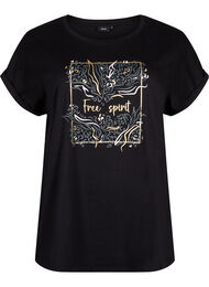 T-shirt van biologisch katoen met gouden opdruk, Black W. Free