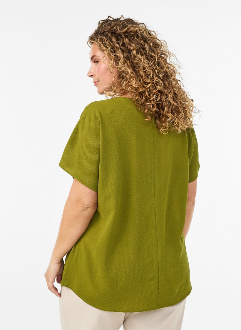 Top met korte mouwen en ronde hals, Groen, Model image number 2