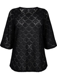 Crochet Blouse met 3/4 mouw, Black