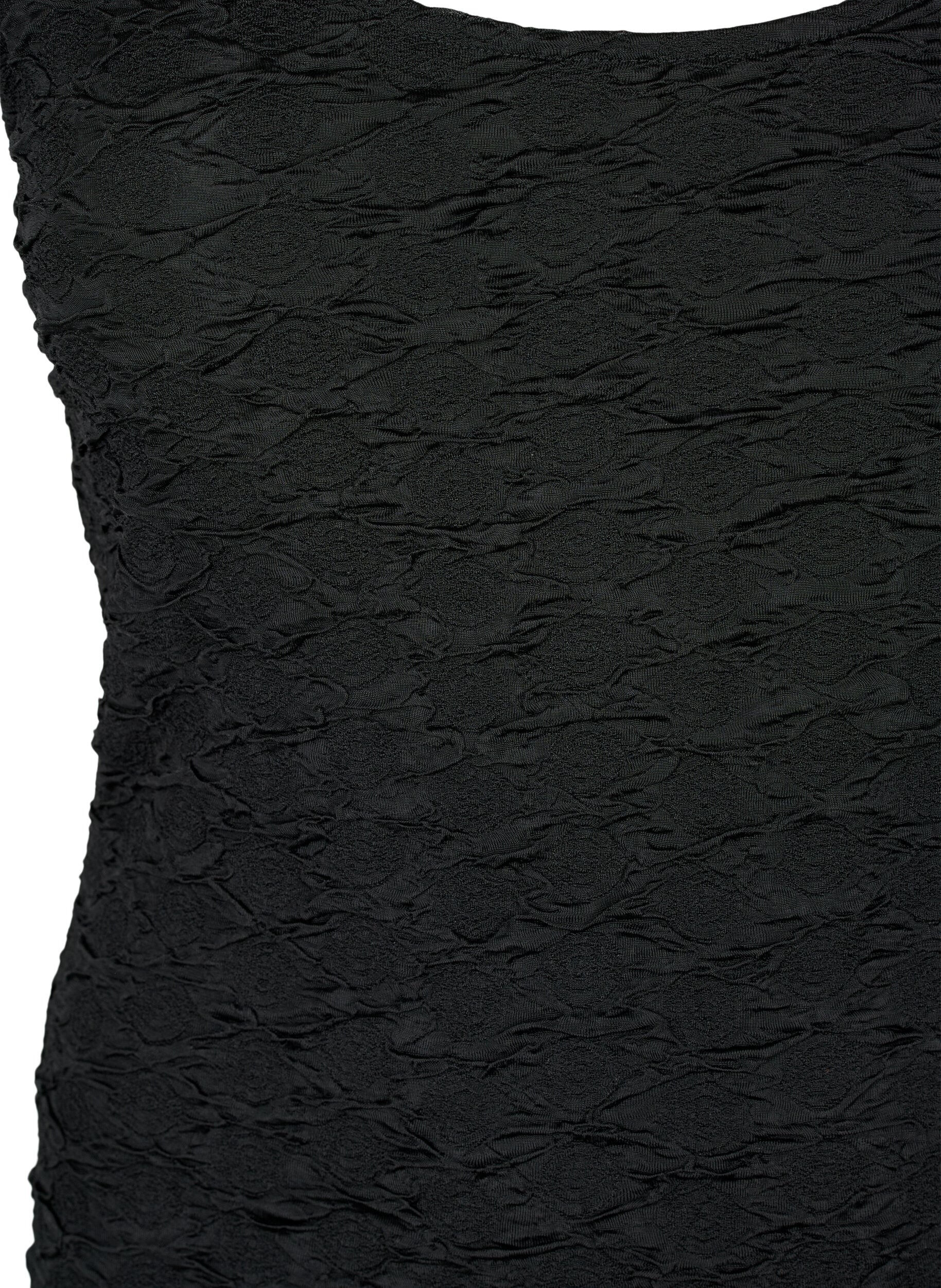 Zizzi Mouwloze bodystocking met gestructureerde textuur, Black, Packshot image number 2