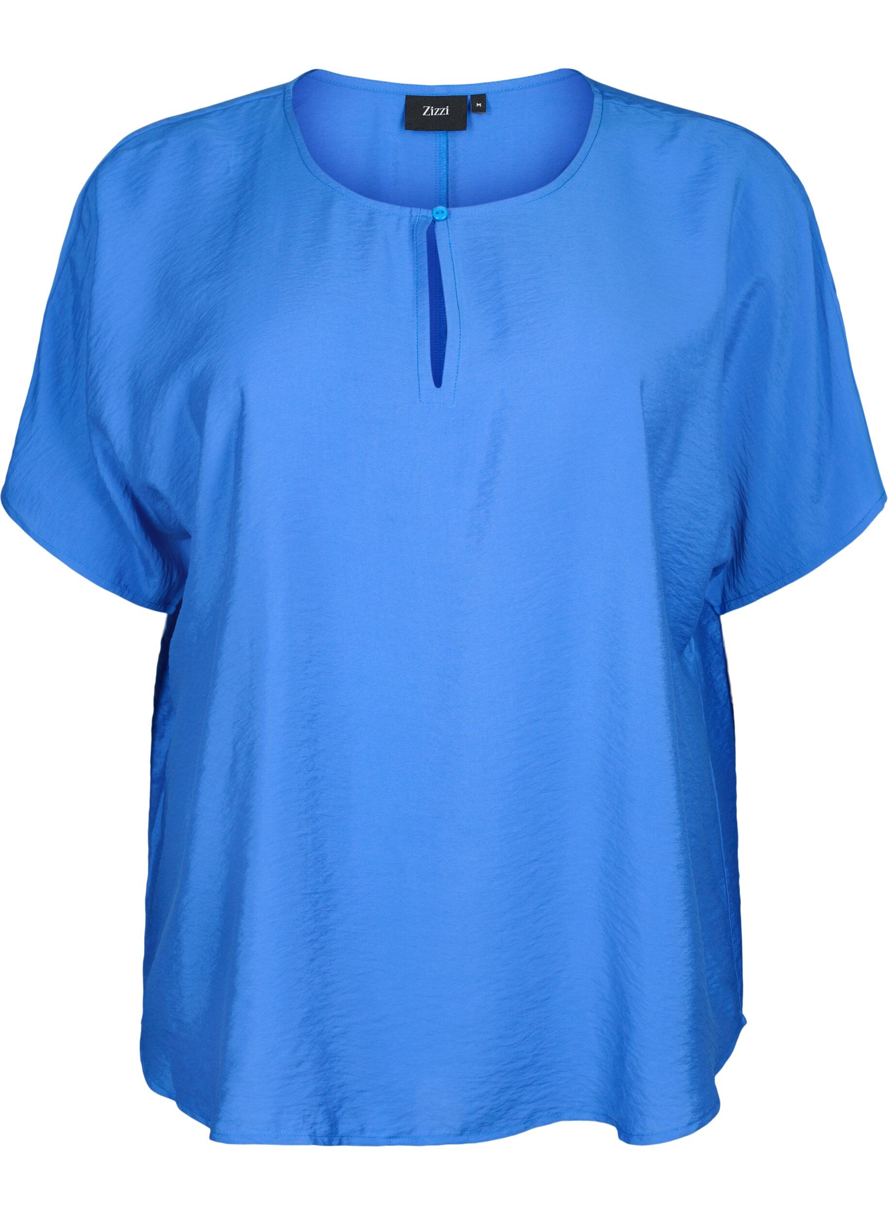 Zizzi Blouse met korte mouwen van viscose, Monaco Blue, Packshot image number 0