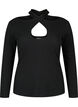 Gesneden blouse met lange mouw, Black, Packshot image number 0