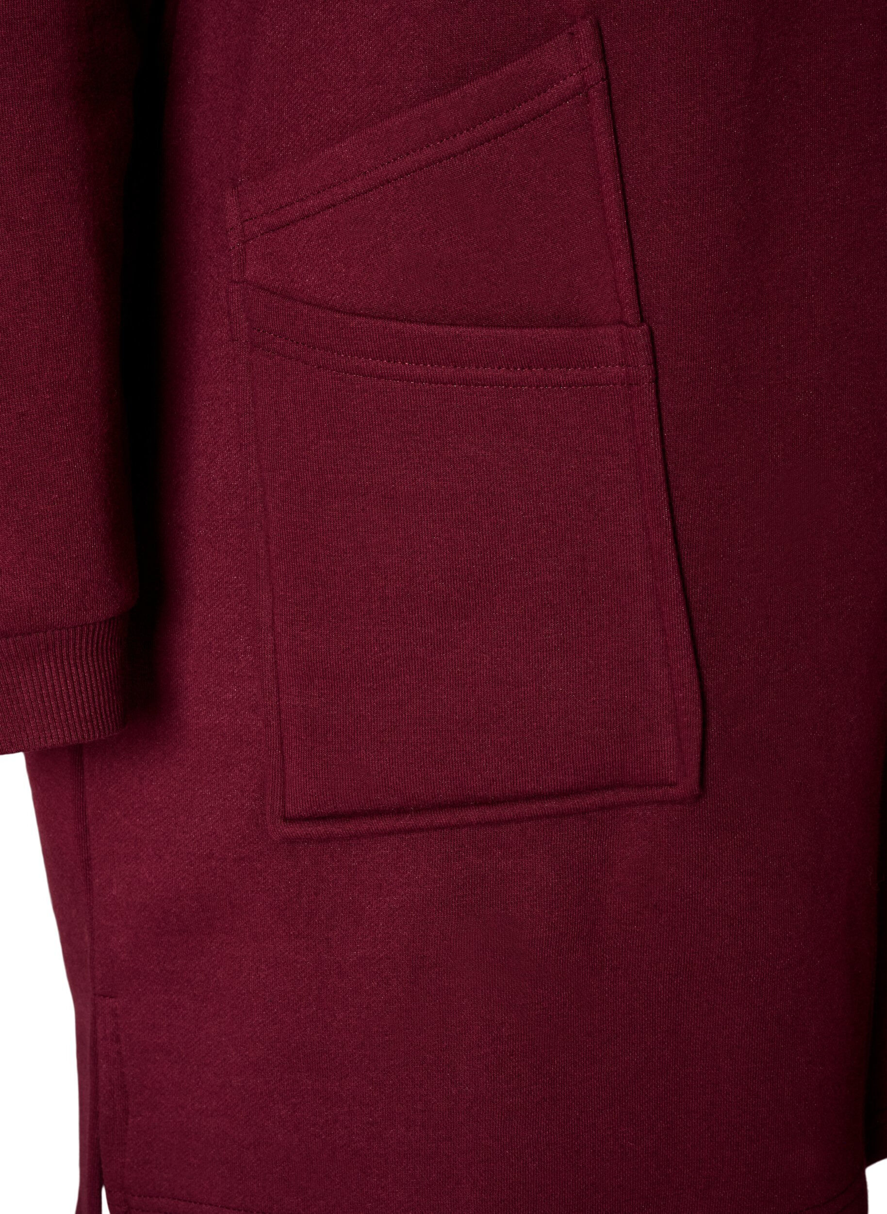 ZizziLang vest met capuchon en ritssluiting, Rood, Packshot image number 3