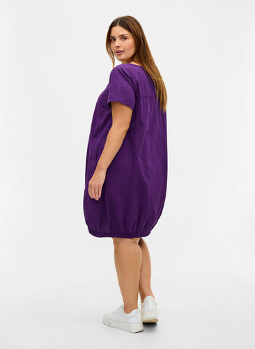 Katoenen jurk met korte mouwen, Violet Indigo, Model image number 1