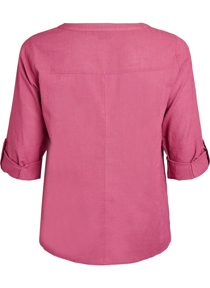 Katoenen blouse met een V-hals, Rood, Packshot image number 1