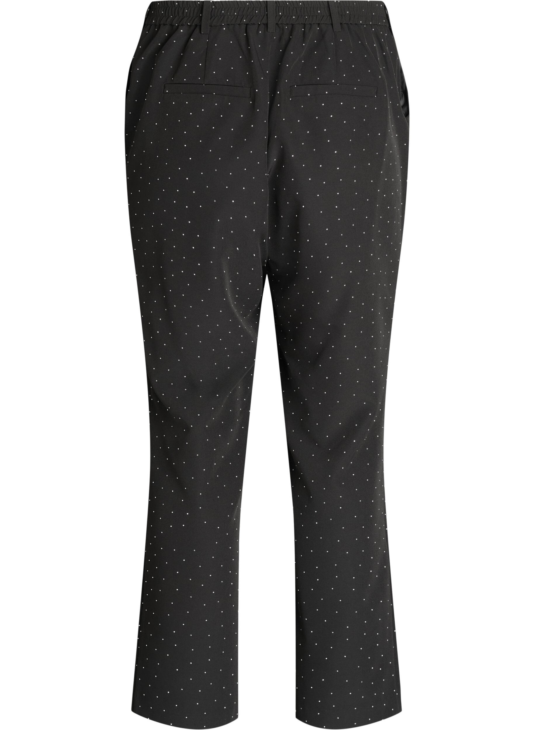 Zizzi Broek met rhinestones en een hoge taille, Zwart, Packshot image number 1