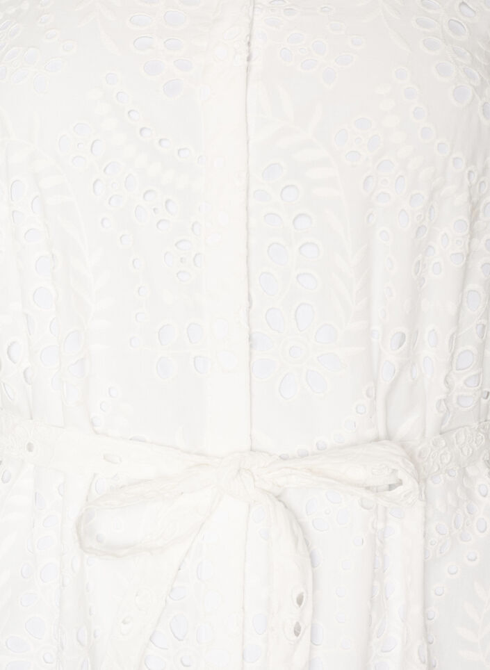Blousejurk in broderie anglaise met strikceintuur, Wit, Packshot image number 2