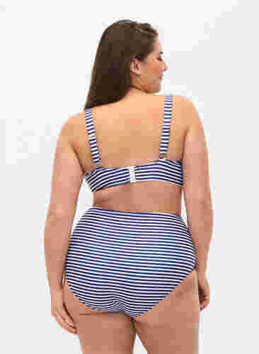 Gebloemd bikinibroekje met high waist, Blue Striped, Model image number 1