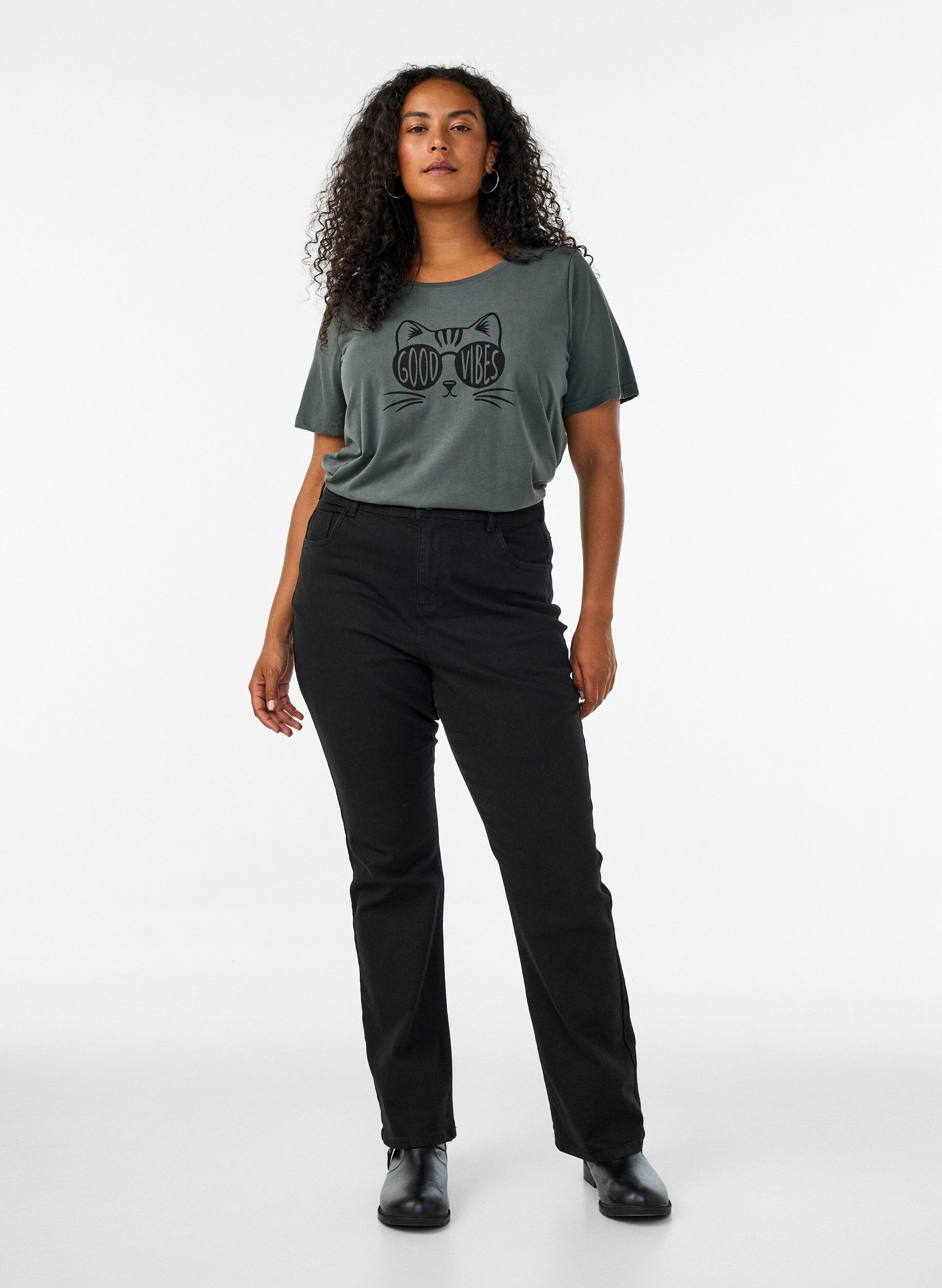 ZizziT-shirt met print, Groen, Model image number 1