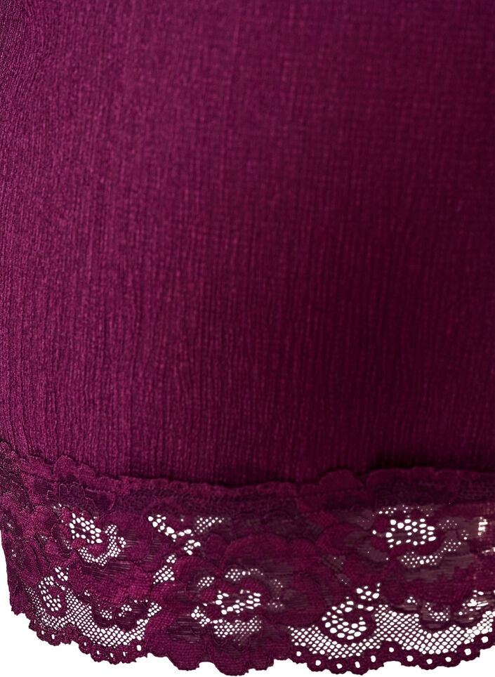 Jersey blouse met asymmetrische kanten rand, Paars, Packshot image number 3