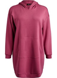 Korte hoodie jurk met een kangoeroezak, Roze