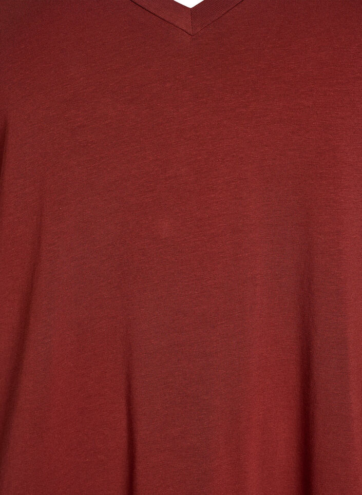 Midi T-shirt jurk met V-hals, Rood, Packshot image number 2
