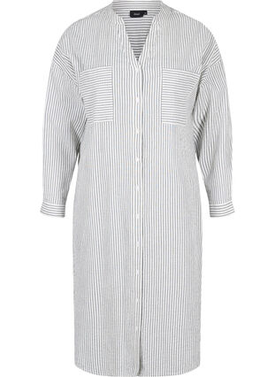 Gestreepte blouse jurk in katoen, White Stripe, Packshot image number 0