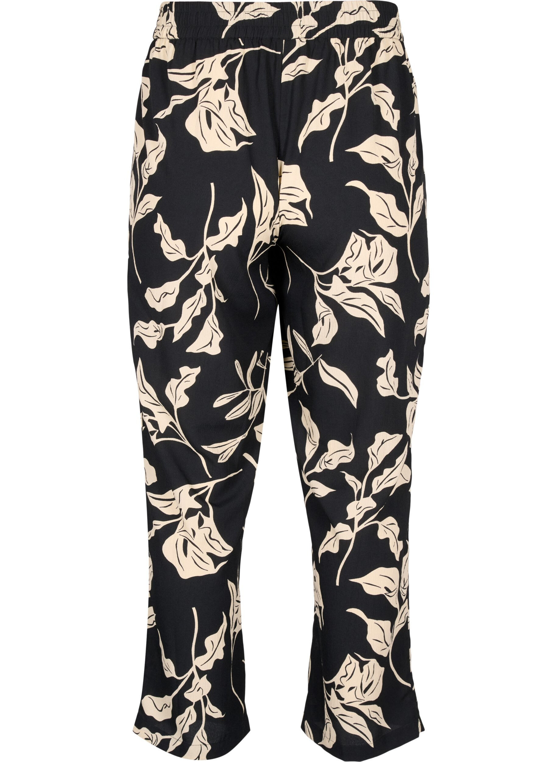 Zizzi FLASH - Broek met print en zakken, Black Off White Fl., Packshot image number 1