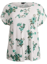 T-shirt met bloemenprint, Wit