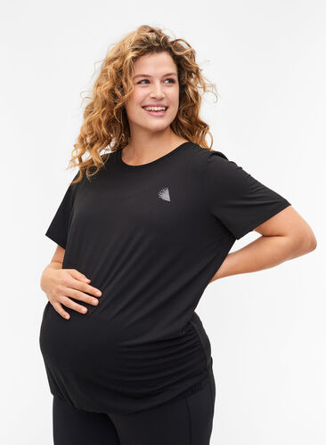 Zwangerschap sport t-shirt, Black, Model image number 0