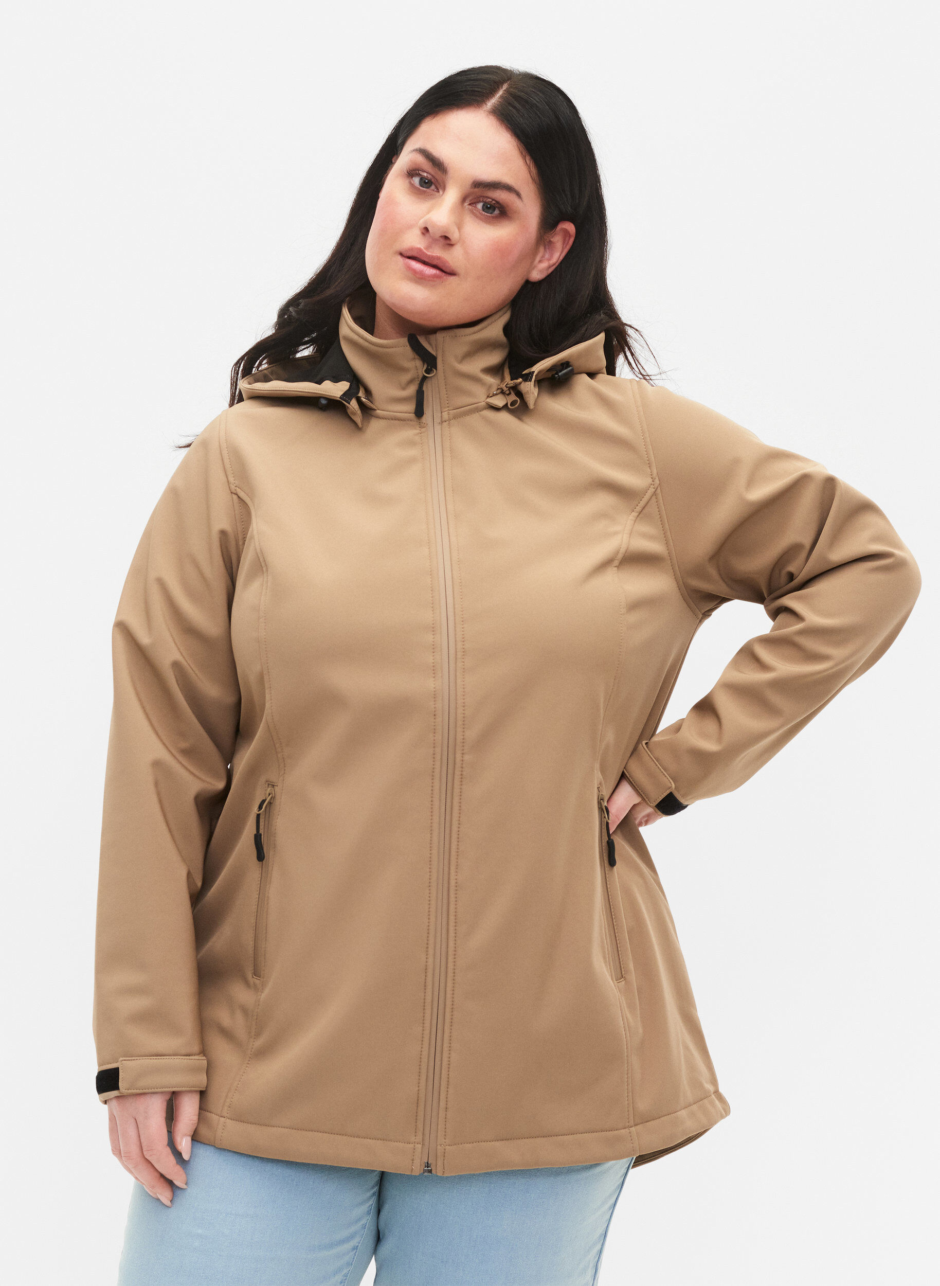 Zizzi Softshell jas met afneembare capuchon, Amphora, Model image number 0