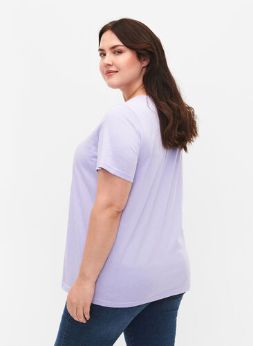 Katoenen t-shirt met tekstopdruk, Lavender W. Chicago, Model image number 1