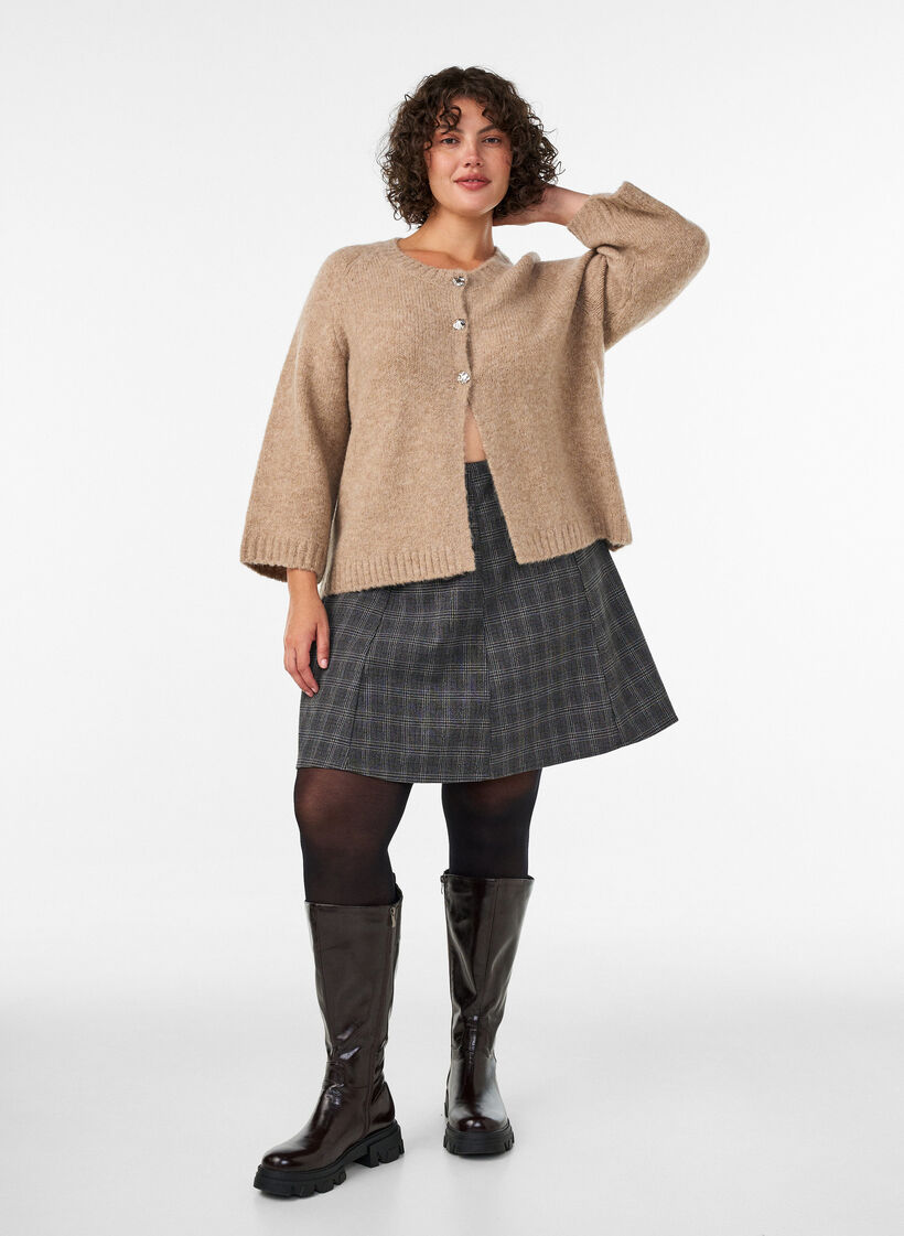 Vest van wolmix met 3/4-mouwen, Beige, Model image number 1