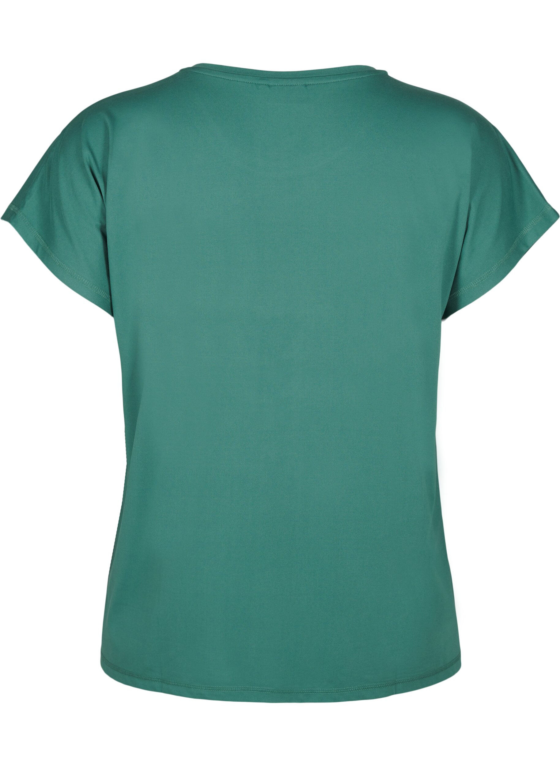 Zizzi Effen gekleurd T-shirt voor sporten, Groen, Packshot image number 1