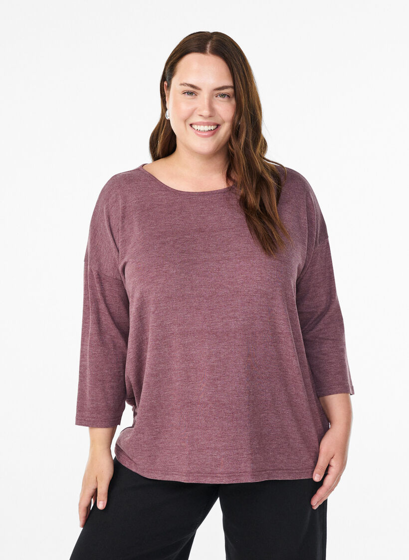 Jersey blouse met 3/4 mouwen, Rood, Model image number 0