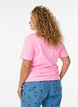 Katoenen T-shirt met golvende contrasterende randen, Roze, Model image number 2