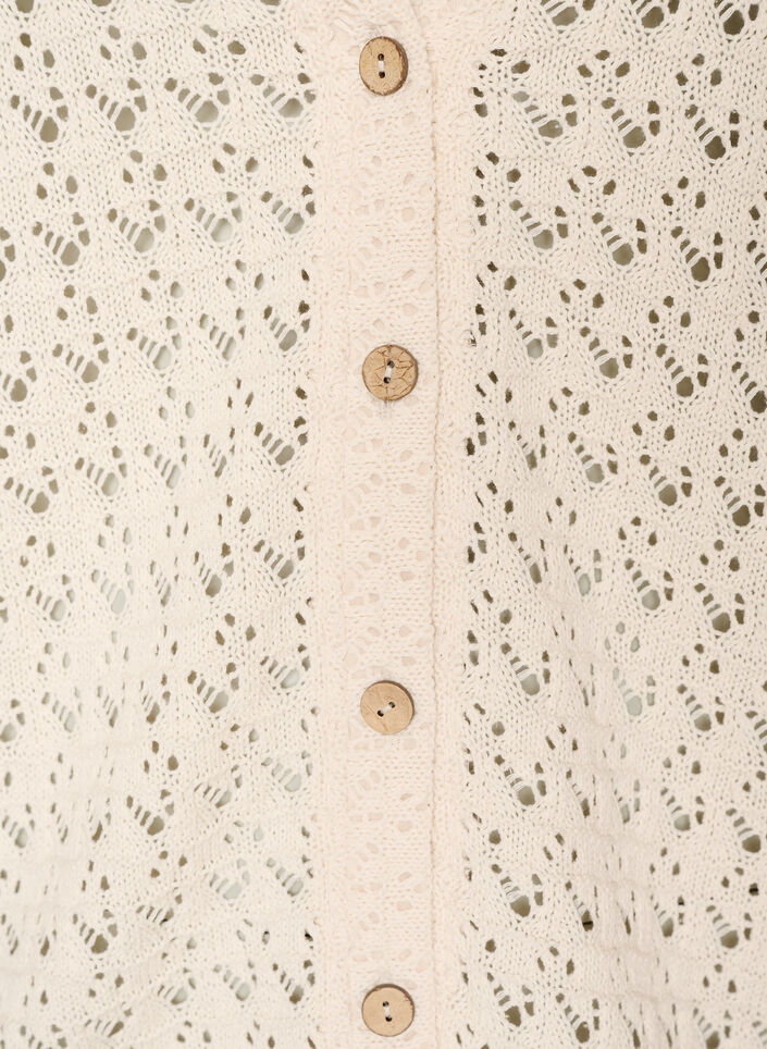 Gebreid vest met open broderie en V-hals, Beige, Packshot image number 2
