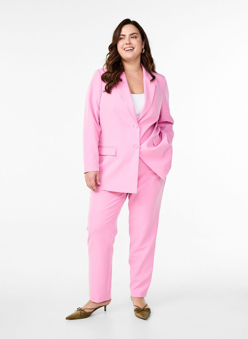 Broek met zakken en rechte pijpen, Roze, Model image number 0