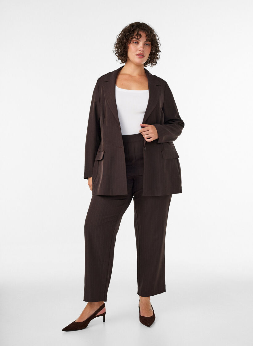 Blazer met zakken en splitten, Bruin, Model image number 1
