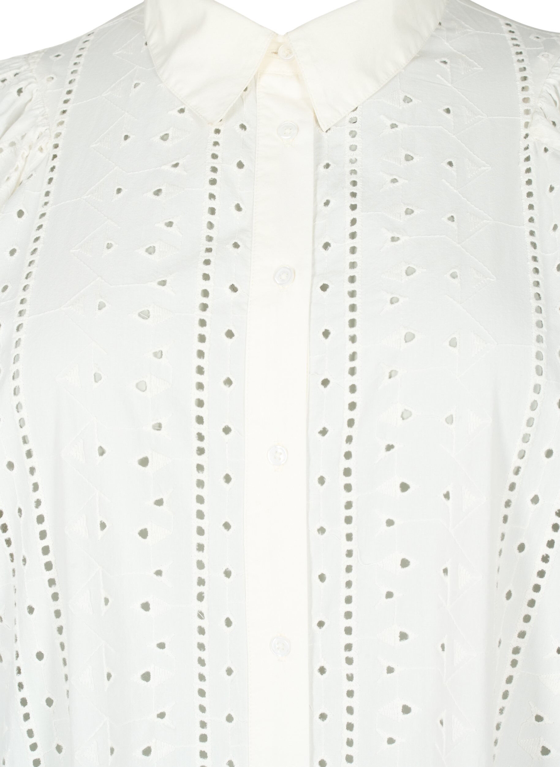 Zizzi Katoenen overhemdjurk met broderie anglaise, Off White, Packshot image number 2