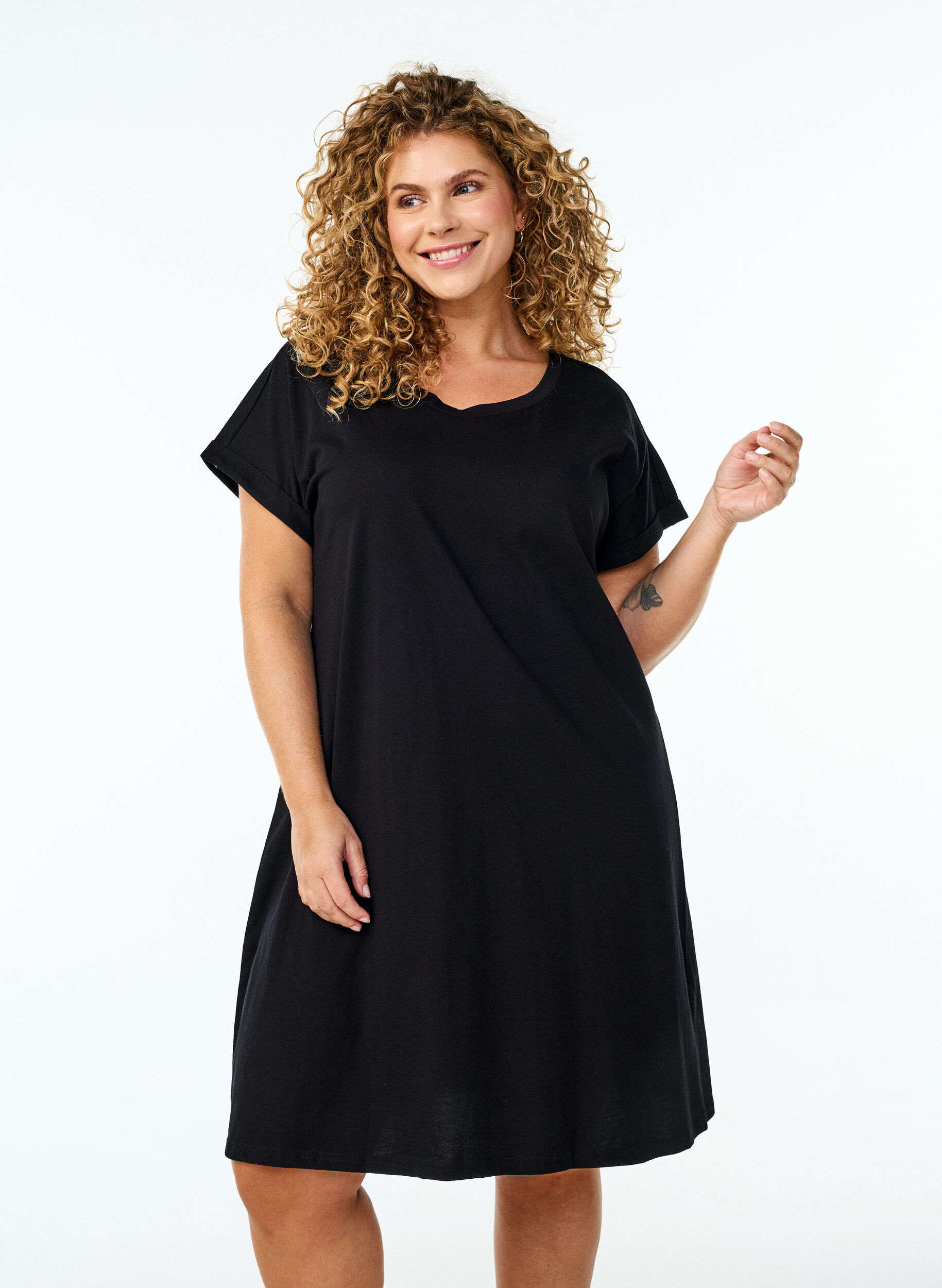 2-pack T-shirtjurk met korte mouwen, Zwart, Model