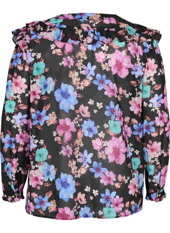 Bloemen blouse met kwastjes details, Bright Fall Print, Packshot image number 1