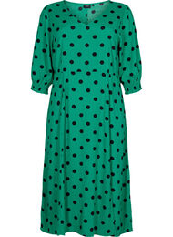 Polka stippen viscose midi jurk, Jolly Green Dot AOP