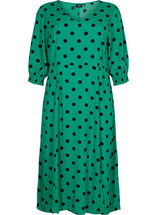 Polka stippen viscose midi jurk, Jolly Green Dot AOP, Packshot image number 0