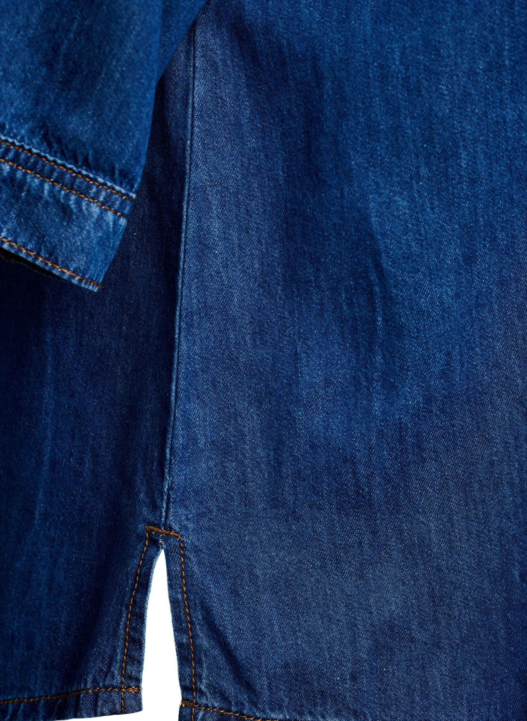 ZizziDenimblouse met borstzak en mouwen tot de elleboog, Blauw, Packshot image number 3
