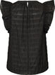 Blouse met textuur en ruches zonder mouwen, Zwart, Packshot image number 1