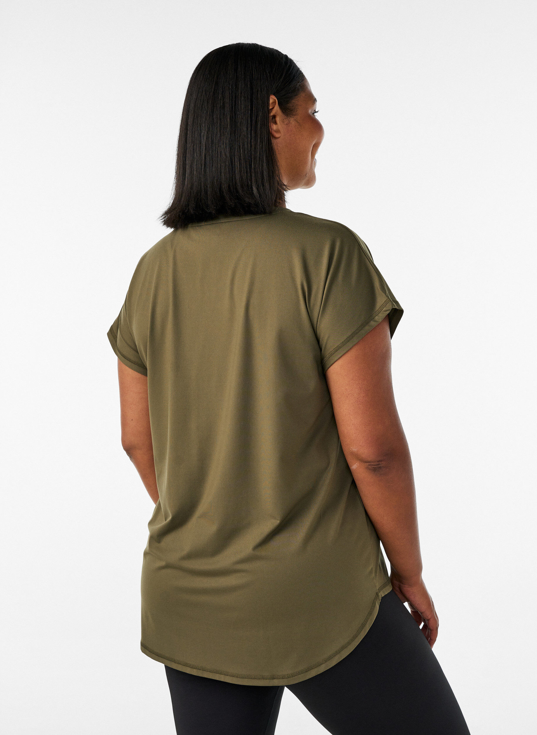 ZizziSportief t-shirt met korte mouwen en v-hals, Groen, Model image number 2
