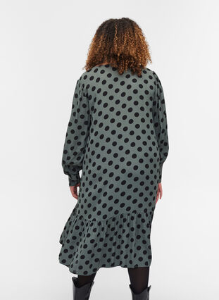 Viscose jurk met stippen, v-hals en lange mouwen, Thyme Dot, Model image number 1