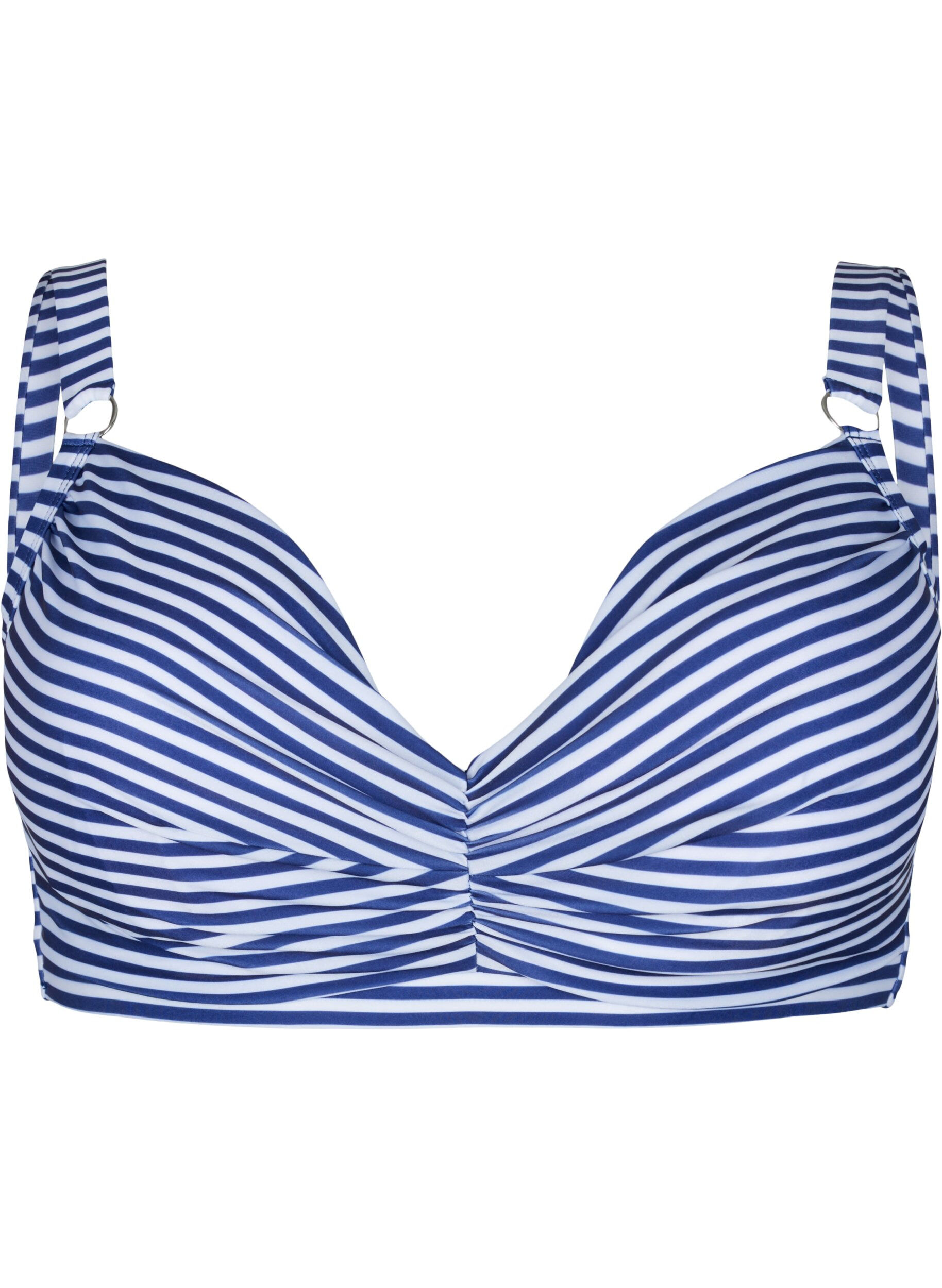 Zizzi Bikini beha met opdruk en beugel, Blue Striped, Packshot image number 0