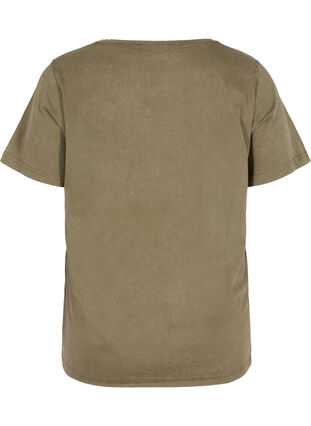 Katoenen T-shirt met korte mouwen en print, Ivy Green Wash, Packshot image number 1