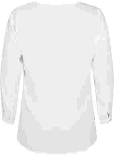 Overhemd met lange mouwen en v-hals, Bright White, Packshot image number 1